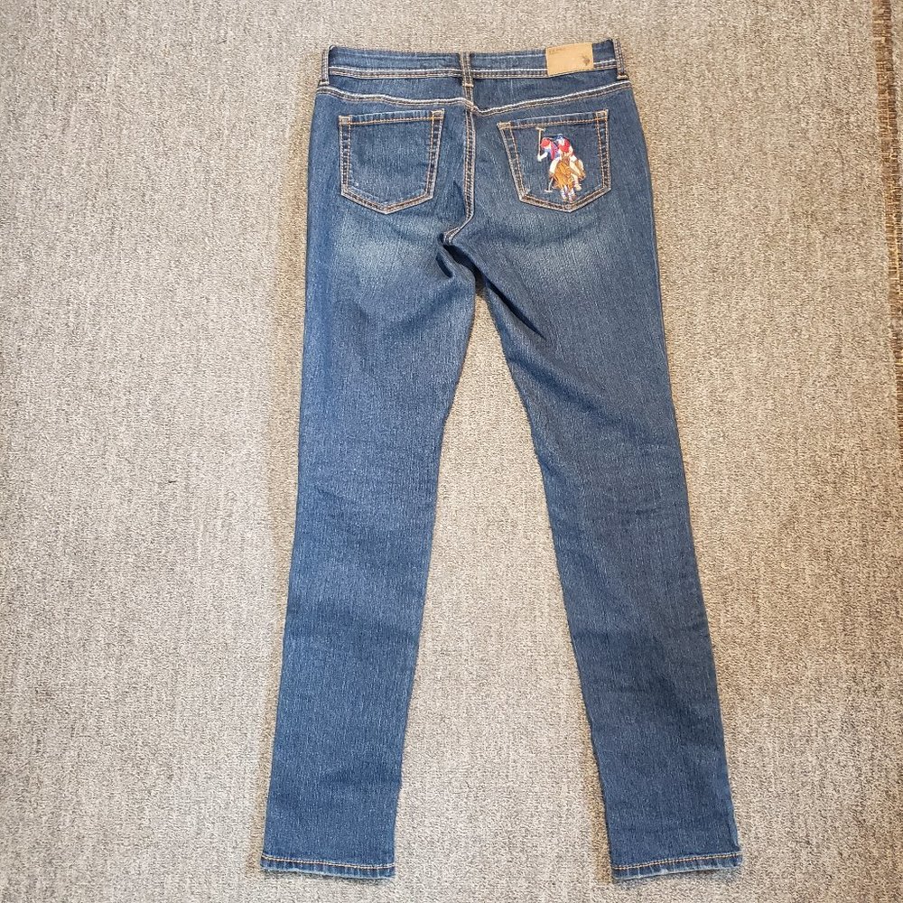 US Polo Assn Women's Low Rise Straight Leg Jeans Embroidered Pocket - Sz 3/4